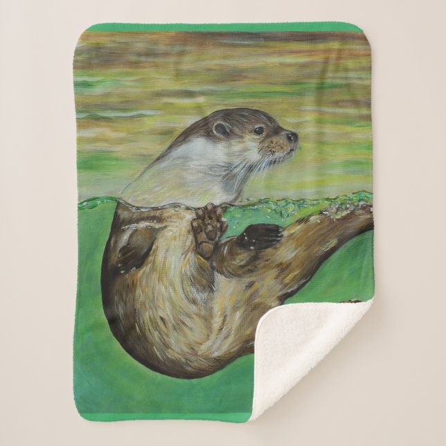 Playful River Otter Painting Sherpadecke (Vorderseite)
