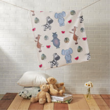 Playful Safari Animals Baby Blanket (v.1)