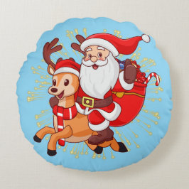 **"Playful Santa Claus Design – Fun and Festive Ch Rundes Kissen