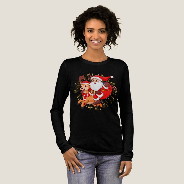 **"Playful Santa Claus Design – Fun and Festive Ch Tri-Blend Shirt (Volle Vorderseite)