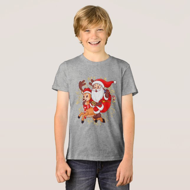 **"Playful Santa Claus Design – Fun and Festive Ch Tri-Blend Shirt (Vorderseite voll)