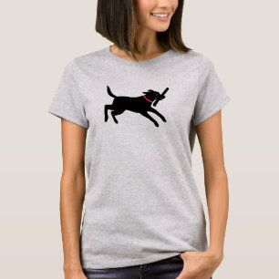 Playful schwarzer laufender Labrador T-Shirt