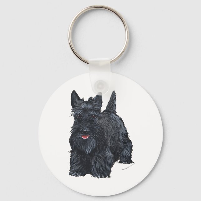 Playful Scottish Terrier Schlüsselanhänger (Vorderseite)