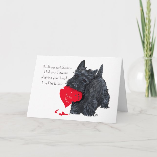 Playful Scottish Terrier Valentine Card Feiertagskarte (Vorderseite)
