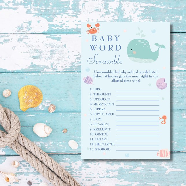 Playful Sea Life Baby Word Scramble Game Flyer (Von Creator hochgeladen)