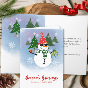 Playful Snowman mit Mistletoe Weihnachten Gruß