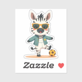 Playful Soccer Zebra | Kawaii Sports Star Aufkleber