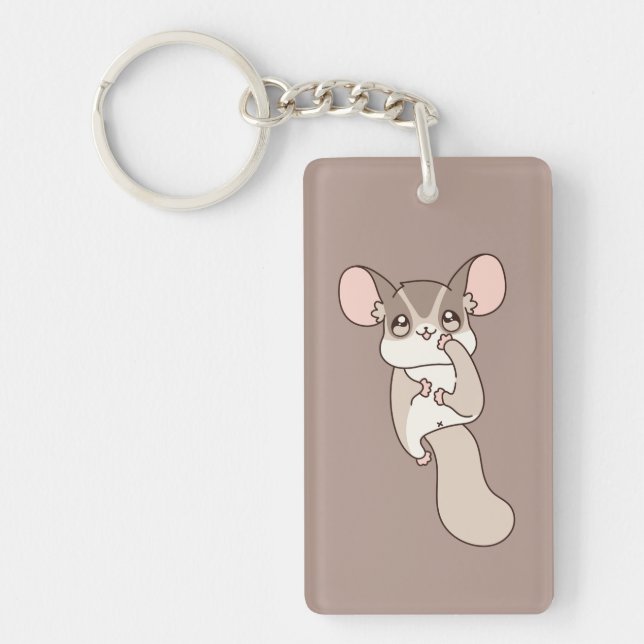 Playful Sugar Glider Cartoon Art Schlüsselanhänger (Vorderseite)