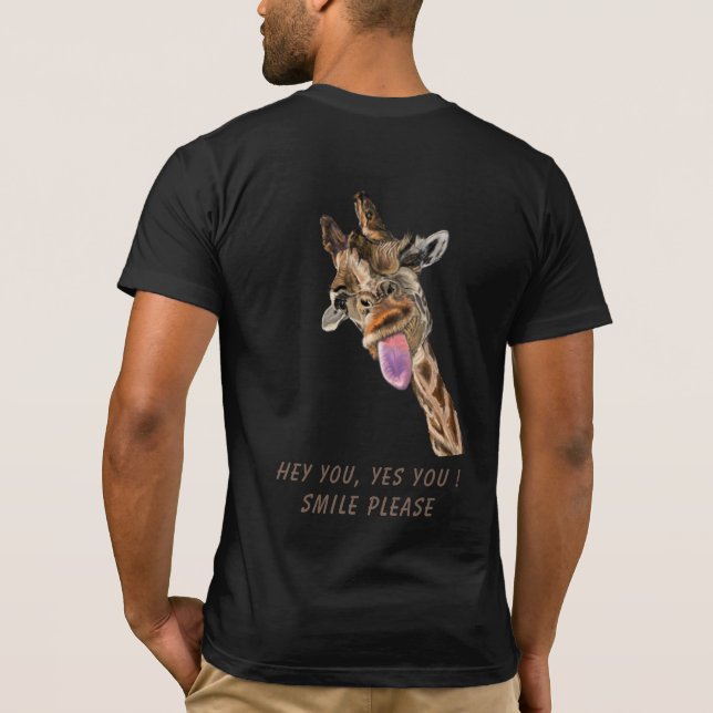 Playful T-Shirt Happy Giraffe Tongue Out - Smile (Rückseite)