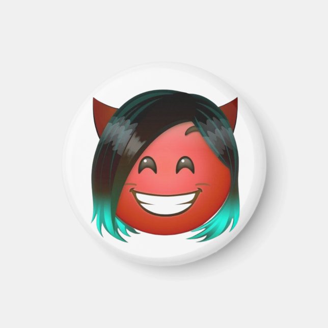: Playful Teufel Emoji Aufkleber Magnet (Vorne)
