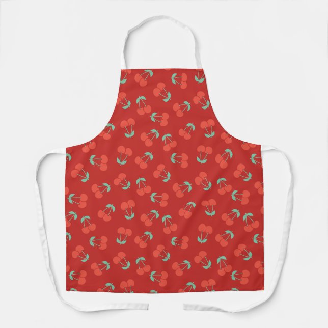 Playful Tossed Cherry Frucht in Crimson Chic Red Schürze (Vorderseite)