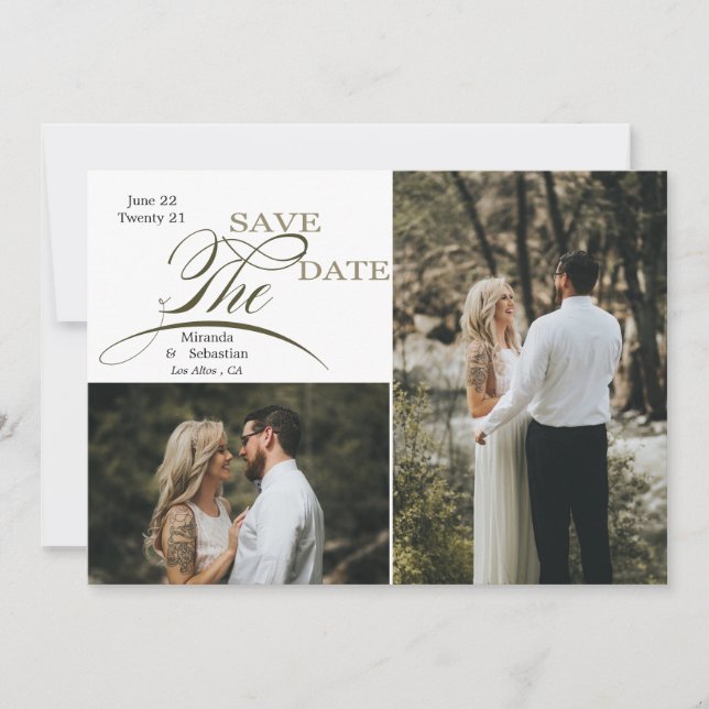 Playful Typografy Earthtones 2 Foto Save The Date (Vorderseite)