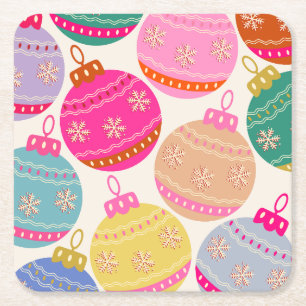 Playful Vintage Christmas Baubles Rechteckiger Pappuntersetzer