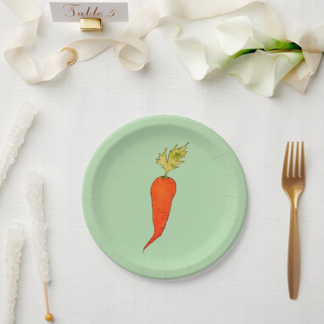 Playful Watercolor Carrot Pappteller (Hochzeit)