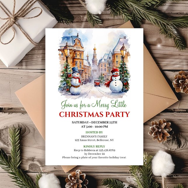 Playful watercolor Christmas scene invitation Einladung (Playful watercolor Christmas scene invitation)