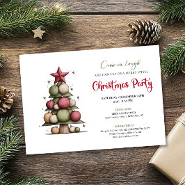 Playful Watercolor Christmas Tree Holiday Invite Einladung