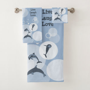 Playful Wave Jumping Delphine Steel-Blue Badhandtuch Set