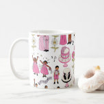 Playful Wedding Celebration Illustrative Pattern Kaffeetasse<br><div class="desc">Celebrate Love with this Charming Illustration! Capture the joy of a wedding day with this vibrant, hand-drawn style pattern. Featuring a happy bride and groom, bridesmaids, musicians, and a grand wedding cake, this design is filled with festive details in lovely shades of pink, purple, and yellow. It’s the perfect choice...</div>