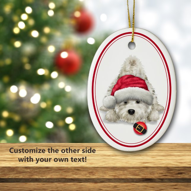 Playful Westie Santa Bulb Christmas Keramik Ornament (Von Creator hochgeladen)