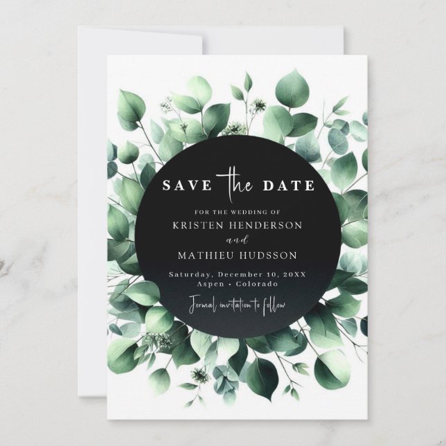 Playful Whimsical Eucalyptus Digital Wedding Save The Date (Vorderseite)