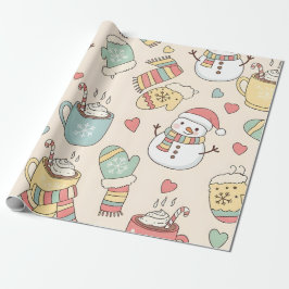 Playful Winter Holiday Hand-Drawn Snowmen and Fest Geschenkpapier