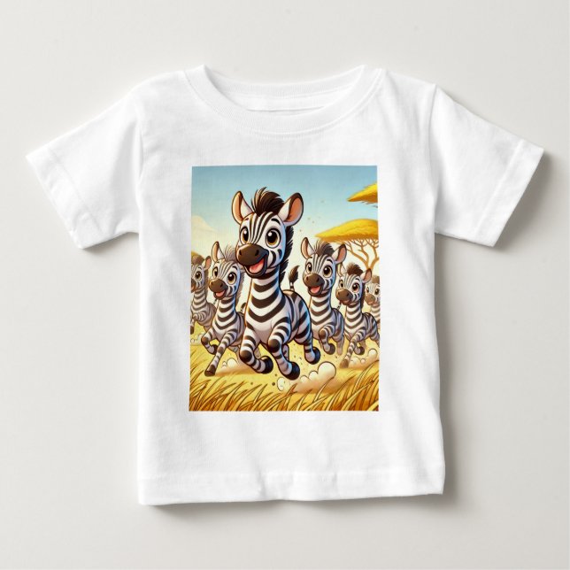 Playful Zebras in der Savanna - Cartoon T - Shirt (Vorderseite)
