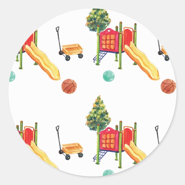 Playground Geburtstagsparty Sticker Gefallen Tag S (Vorderseite)