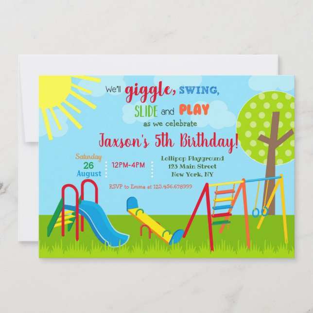 Playground Park Geburtstag Einladungen (Vorderseite)