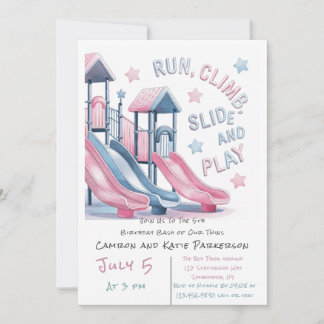 Playground Slide Super Fun Geburtstag Bash Willkom Einladung