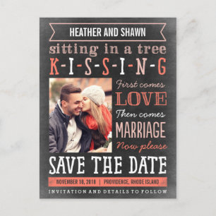 Playground Song Save the Date Postcard - Coral Ankündigungspostkarte