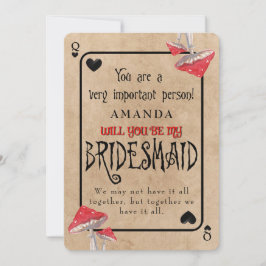 Playing Card Crazy Mushrooms Bridesmaid Einladung