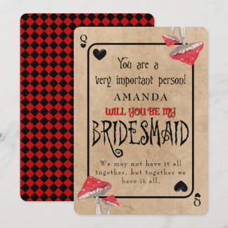 Playing Card Crazy Mushrooms Bridesmaid Einladung
