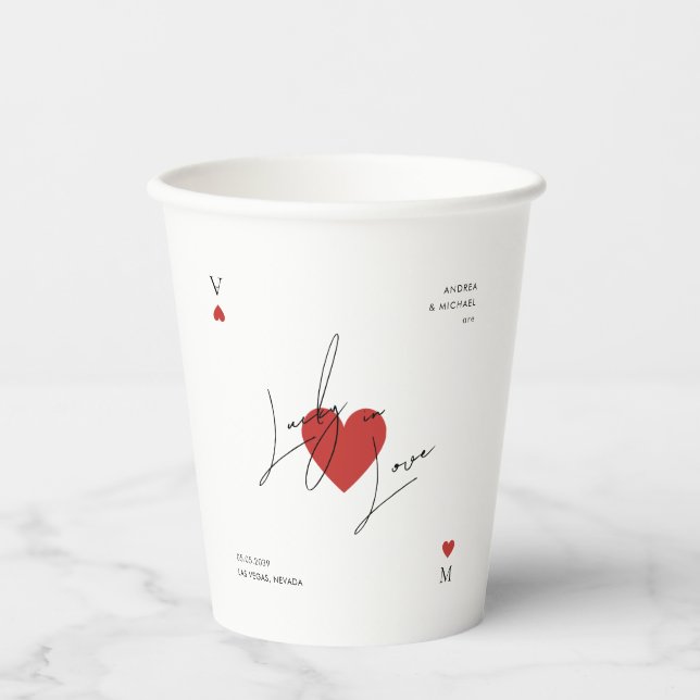 Playing Card Heart Casino Nevada Vegas Wedding Pappbecher (Vorderseite)