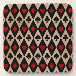 Playing Card Suits on Black and Tan Getränkeuntersetzer