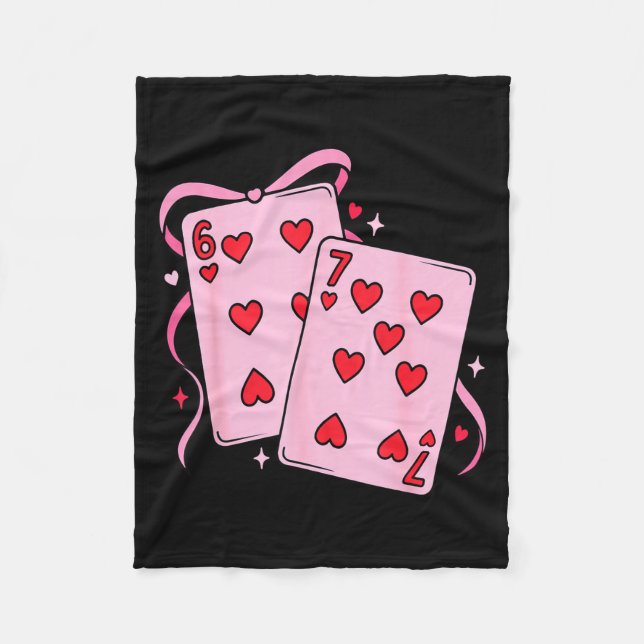 Playing Card Valentine’s Day 67 Preppy Six Seven 6 Fleecedecke (Vorderseite)