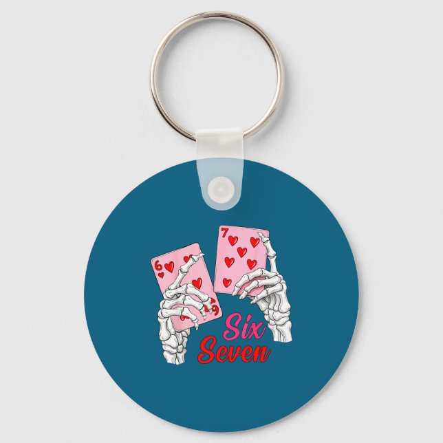 Playing Cards 67 Valentine Skeleton Hand Six Seven Schlüsselanhänger (Vorderseite)