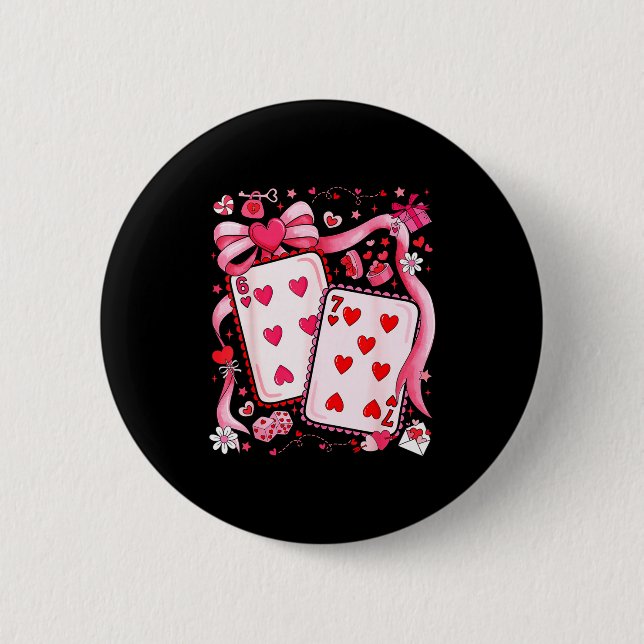 Playing Cards Valentine 67 Coquette Bow Couple Mat Button (Vorderseite)