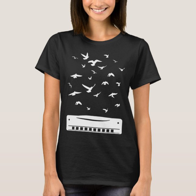 Playing Harmonica Player Harmonica Instrument T-Shirt (Vorderseite)