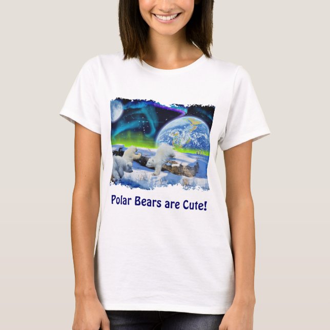 Playing Polar Bären Cubs Niedlich Wildlife Art Shi T-Shirt (Vorderseite)