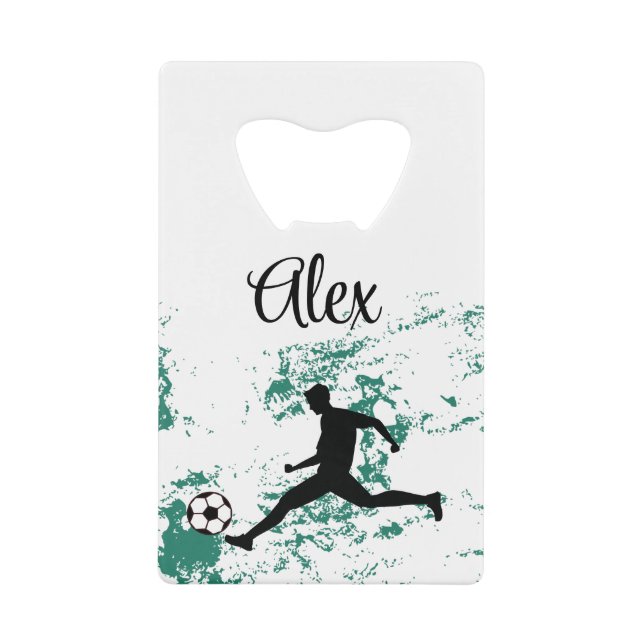 Playing soccer graphic black geldbeutel flaschenöffner (Vorderseite)