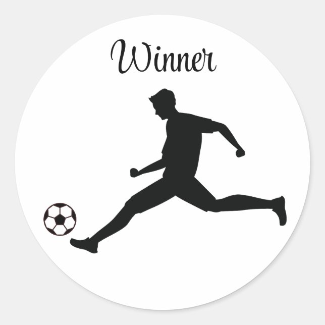 Playing soccer graphic black runder aufkleber (Vorderseite)