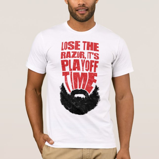 Playoff Beard Hockey Shirsey, Name & Nummer T-Shirt (Vorderseite)