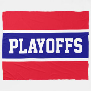 PLAYOFF Bold Bright Red White Royal Blue Stripes Fleecedecke