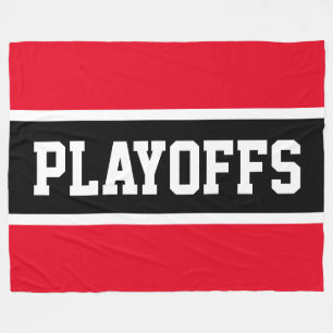 PLAYOFFS Athletic Bright Red Schwarz-weiß Stripes Fleecedecke