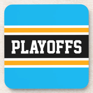 PLAYOFFS Fun Bold Sky Blue Yellow Black Stripes Getränkeuntersetzer