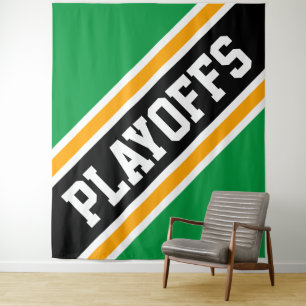 PLAYOFFS Hellgrün-gelb-schwarzgelbe Streifen Wandteppich