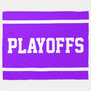 PLAYOFFS Hellviolett Sportlich Weiße Textstreifen Fleecedecke