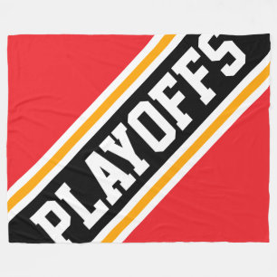 PLAYOFFS Spaß Cool leuchtend rote schwarze Streife Fleecedecke