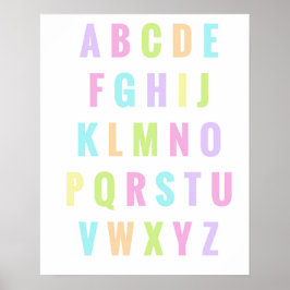 Playroom Letters Alphabet Pastel Rainbow Poster