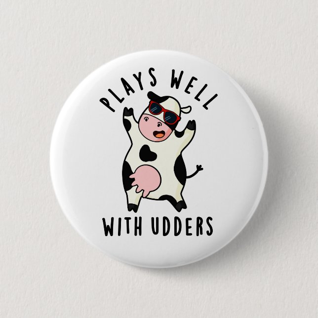 Plays gut mit Udders Funny Cow Puff Button (Vorderseite)